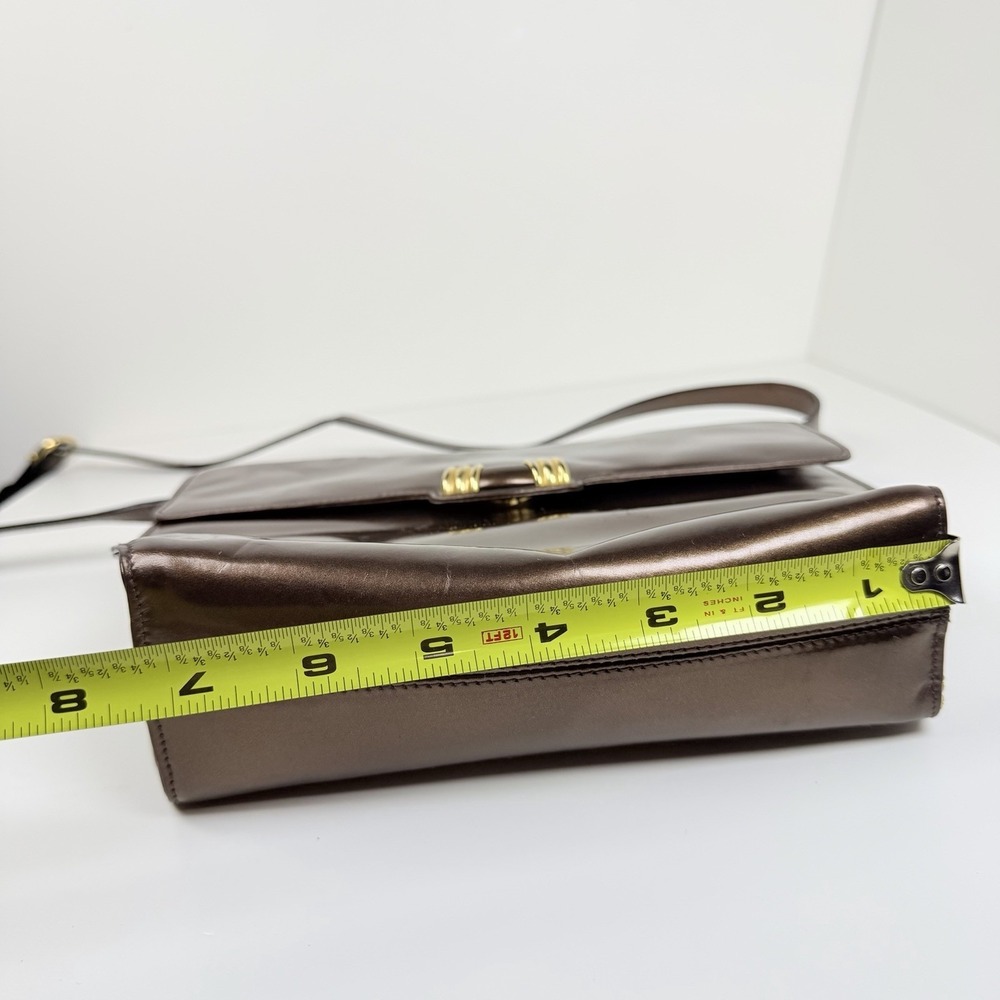 Salvatore Ferragamo M211044 Bronze Leather Shoulder Bag Made In Italy - Picture 14 of 16